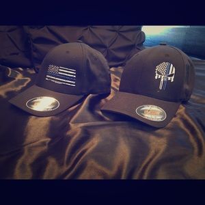 Thin Blue Line (police) skull/flag hats